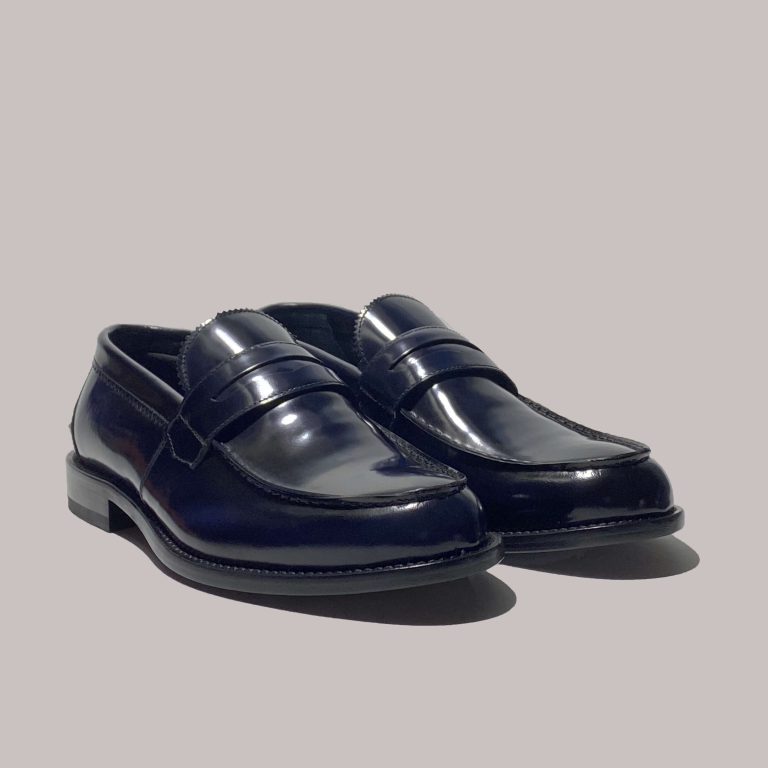Italian leather loafers in blue brushed | model: "GENOVA" - Image 2