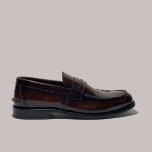 Italian leather loafers in caramel brushed | model: "GENOVA"