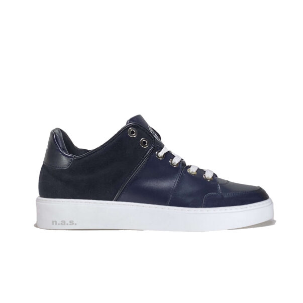 Italian leather sneakers in blue calf-suede | model: "ANCONA"