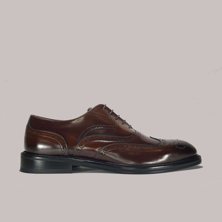 Italian made dress shoes in dark brown brushed leather - L'ELEGANTE for luxury retailers
