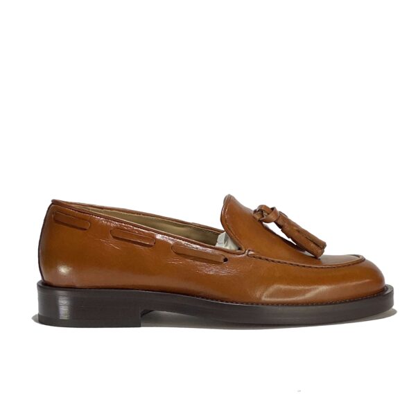 Mens Italian loafers in light brown calfskin | “ROMA”