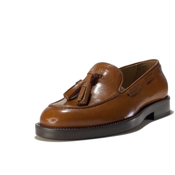 Mens Italian loafers in light brown calfskin | “ROMA” - Image 2