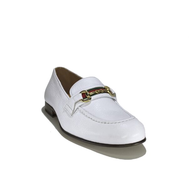 Italian bit loafers in white Hammered leather | model: "PORTO CERVO" - Image 2