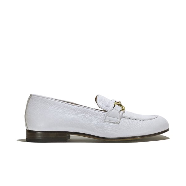 Italian bit loafers in white Hammered leather | model: "PORTO CERVO"