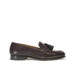 Italian tassel loafer in ciocolate calf leather | model: "PERUGIA"