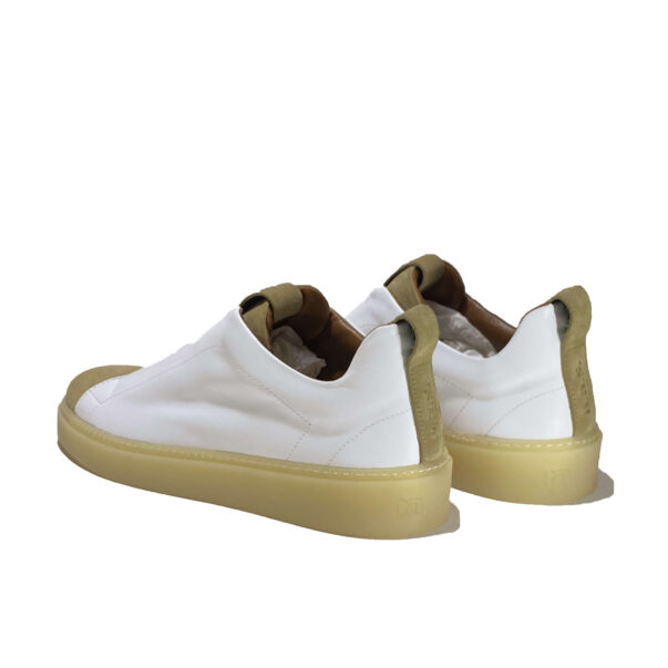 Italian leather sneakers in white calf leather and sand suede | model: “SIROLO” - Image 3