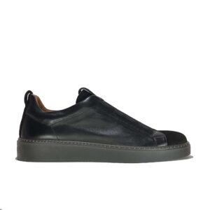 Italian leather sneakers in Black calf leather and suede| model: “SIROLO”