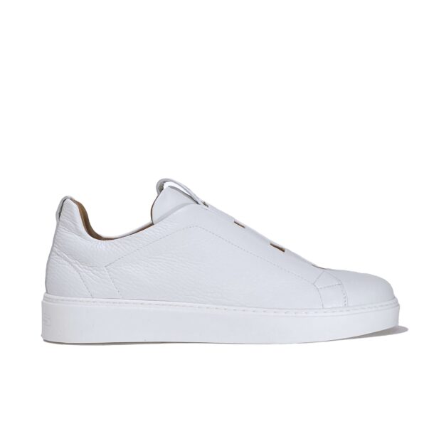 Italian leather sneakers in White calf leather and tumbled | model: “SIROLO”