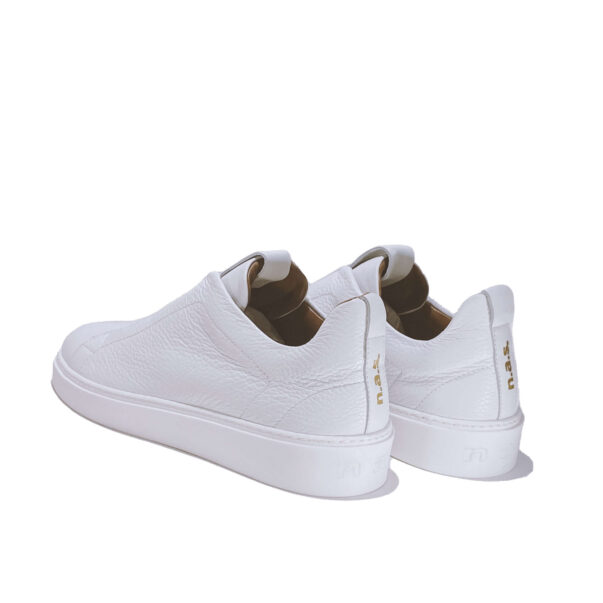 Italian leather sneakers in White calf leather and tumbled | model: “SIROLO” - Image 3