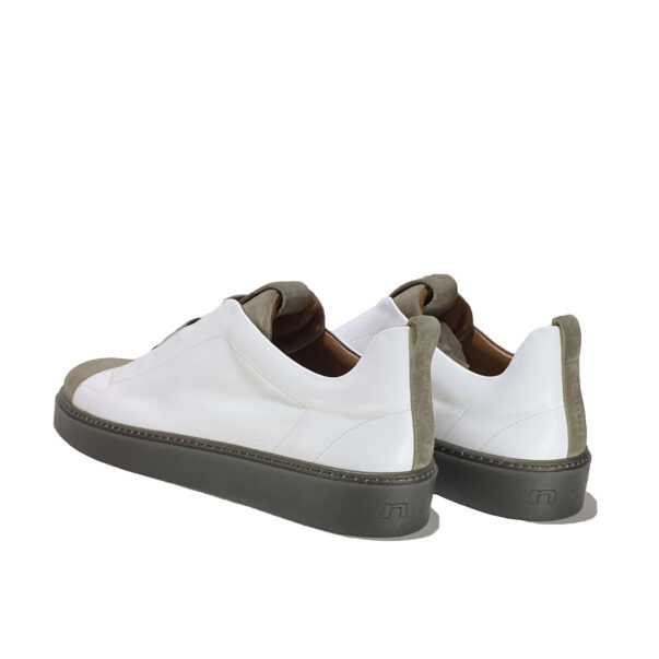 Italian leather sneakers in white calf leather and sand suede | model: “SIROLO” - Image 3