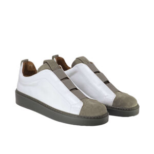 White sneakers with black sole semitrasparent front