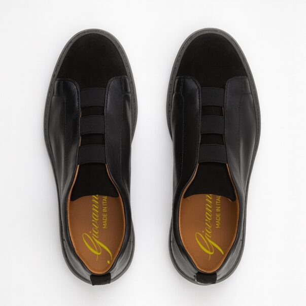 Italian leather sneakers in Black calf leather and suede| model: “SIROLO” - Image 4