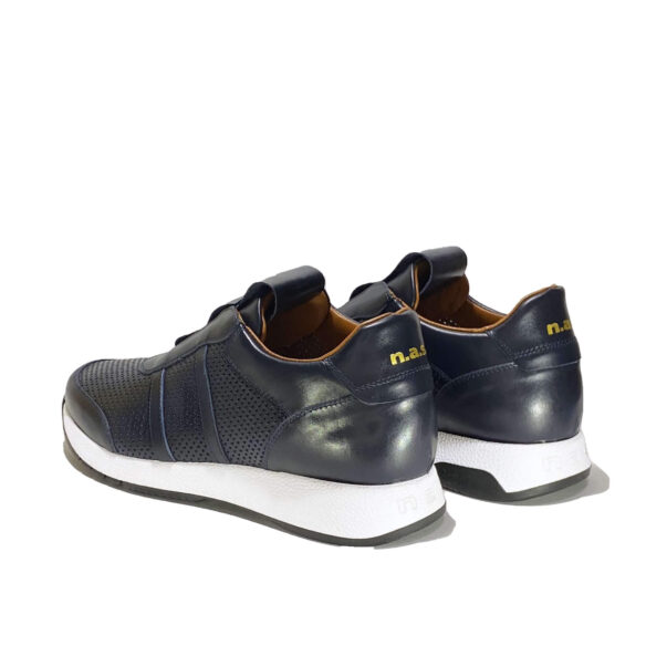 Italian Leather sneakers running in perforated in blue calf leather | model: " CUNEO " - Image 3