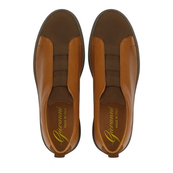 Italian leather sneakers in Brandy calf leather and suede| model: “SIROLO” - Image 3