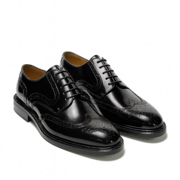 Italian made dress shoes derby in black brushed | model: "POTENZA" - Image 2