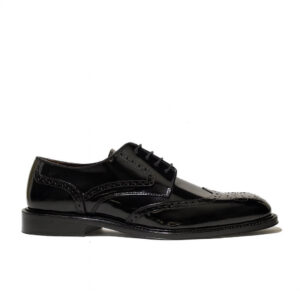 Italian made dress shoes derby in black brushed | model: "POTENZA"