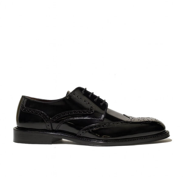 Italian made dress shoes derby in black brushed | model: "POTENZA"
