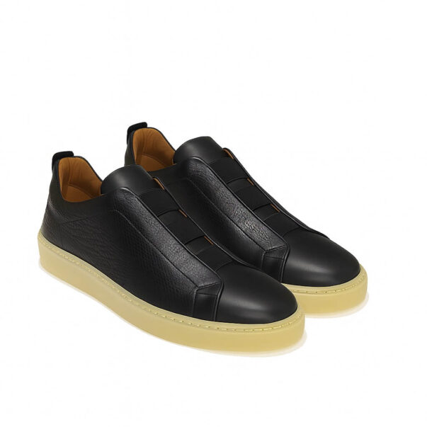 Italian leather sneakers in Black calf leather| model: “SIROLO” - Image 2