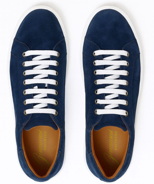 Minimal sneaker in blue suede | MODEL " APRILIA" - Image 4
