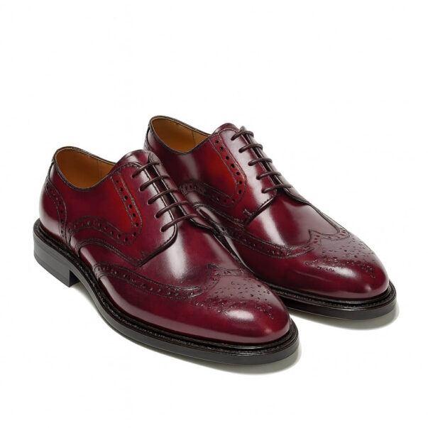 Italian made dress shoes derby in bordeaux brushed | model: "POTENZA" - Image 2