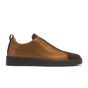 Italian leather sneakers in Brandy calf leather and suede| model: “SIROLO”