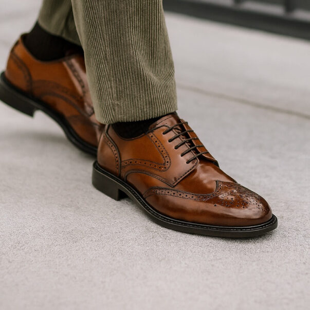 Italian made dress shoes derby in brown brushed | model: "POTENZA" - Image 3