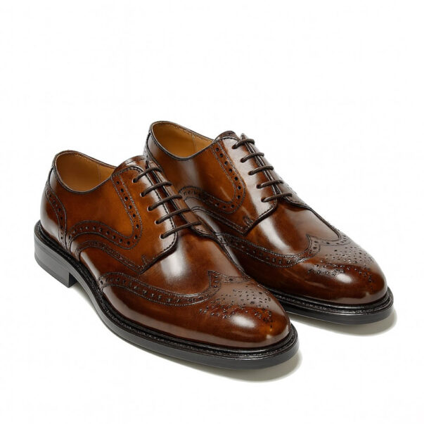 Italian made dress shoes derby in brown brushed | model: "POTENZA" - Image 2