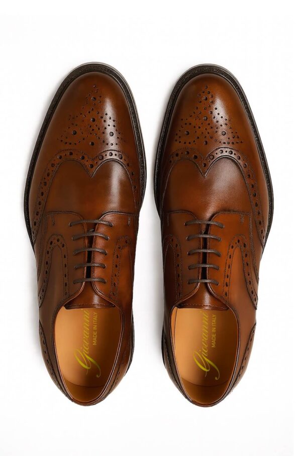 Italian made dress shoes derby in brown brushed | model: "POTENZA" - Image 4