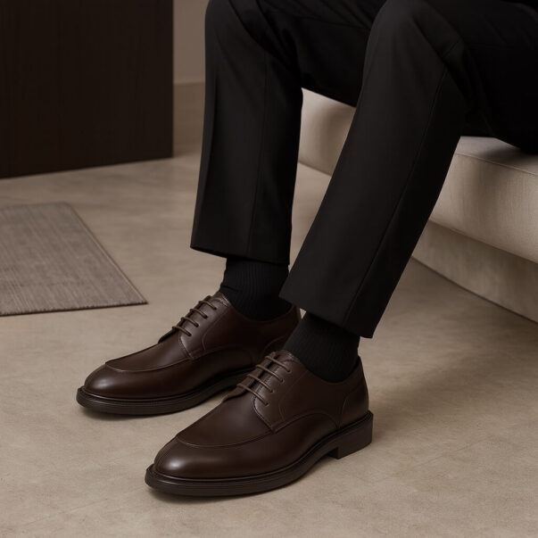 Italian made dress shoes derby in brown calf and rubber sole | model: "BOLZANO" - Image 3