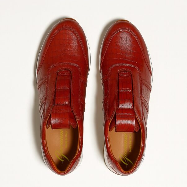 Italian Leather sneakers running in red crocodile leather | model: " CUNEO " - Image 3