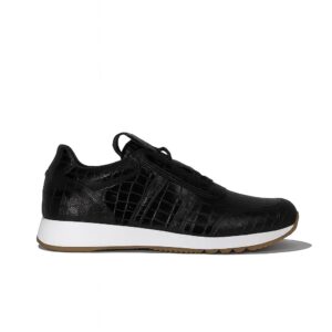 Italian Leather sneakers running in black crocodile leather | model: " CUNEO "