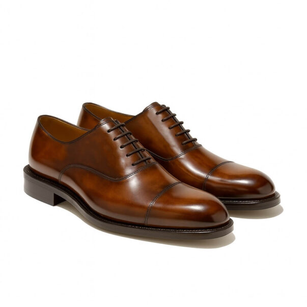 Italian oxford shoes in caramel brushed leather | model: ROMA - Image 2